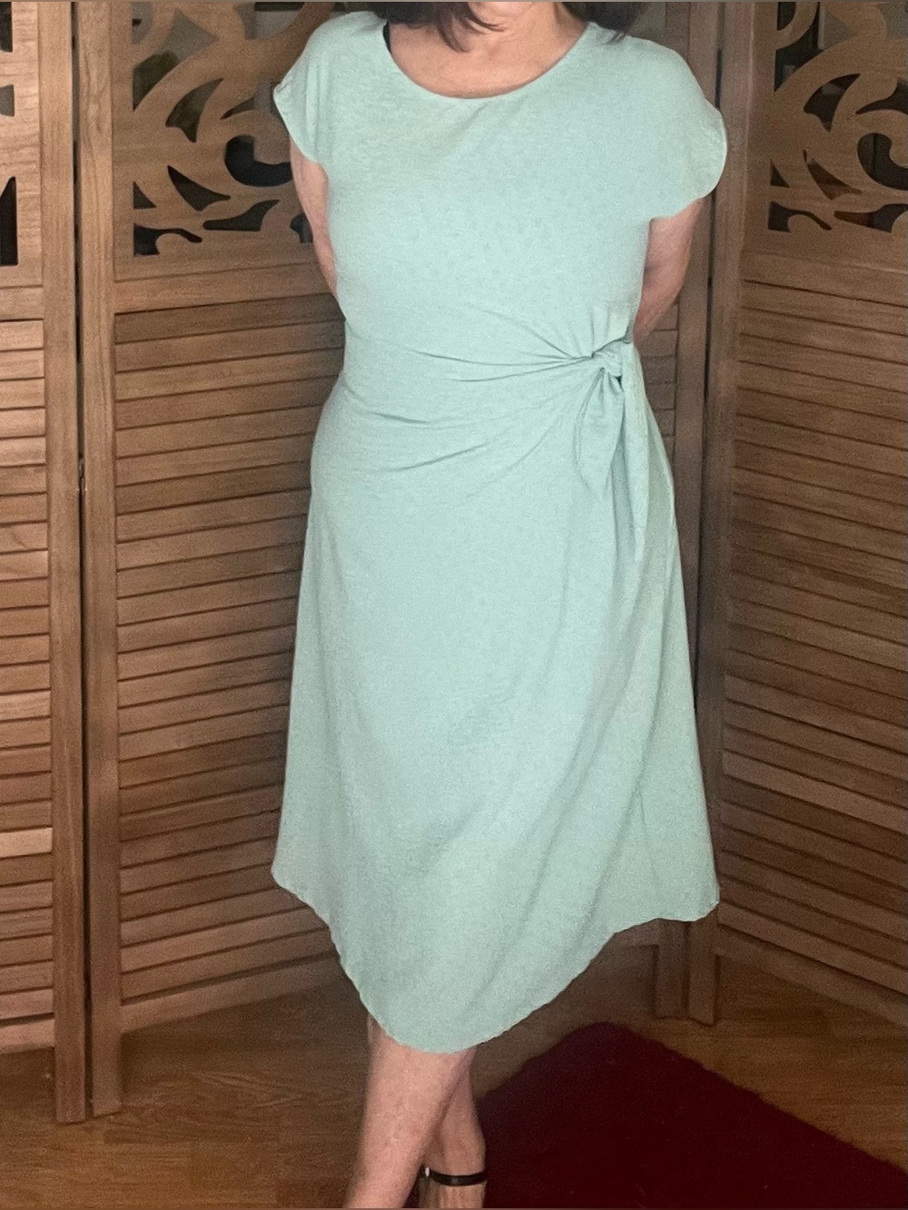 See You Monday Sage Tie-Waist Midi Dress